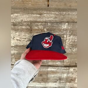 American Vintage dead stock Cleveland Indians navy and red snapback hat new